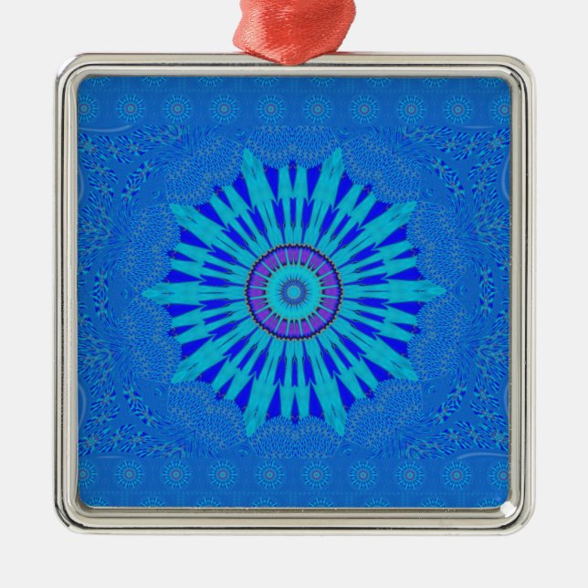 Beautiful Royal Blue Mandala Art Print Metal Ornament (Front)