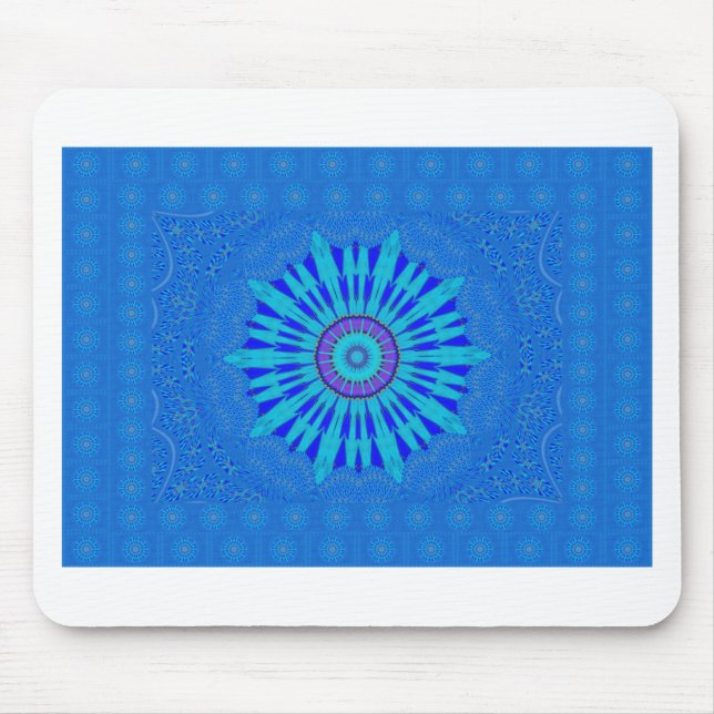 Beautiful Royal Blue Mandala Art Print Mouse Pad (Front)