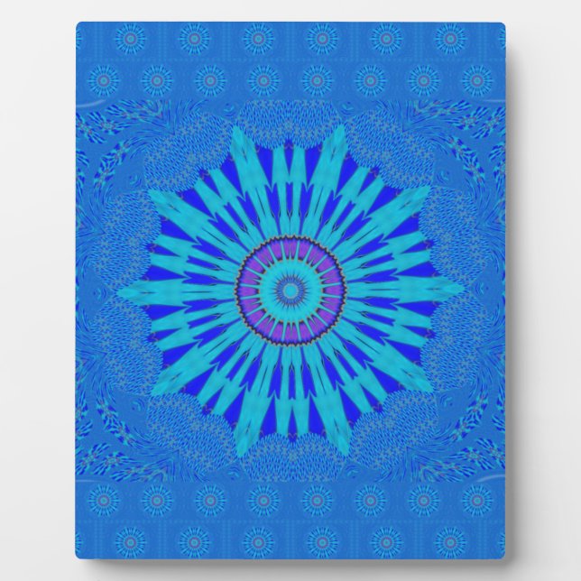 Beautiful Royal Blue Mandala Art Print Plaque (Front)