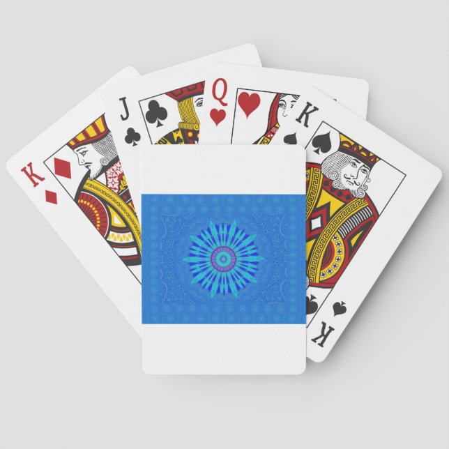 Beautiful Royal Blue Mandala Art Print Playing Cards (Back)