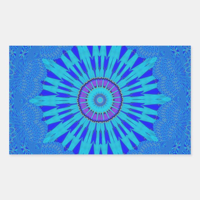 Beautiful Royal Blue Mandala Art Print Rectangular Sticker (Front)