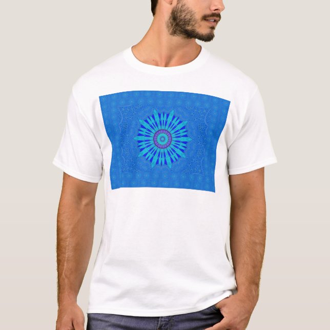 Beautiful Royal Blue Mandala Art Print T-Shirt (Front)