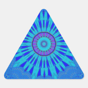 Beautiful Royal Blue Mandala Art Print Triangle Sticker