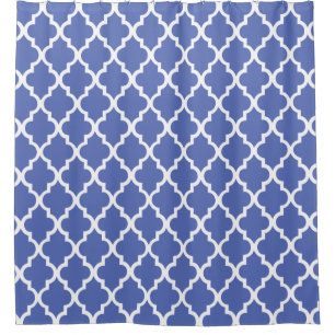 Beautiful Royal Blue Quatrefoil Pattern Shower Curtain