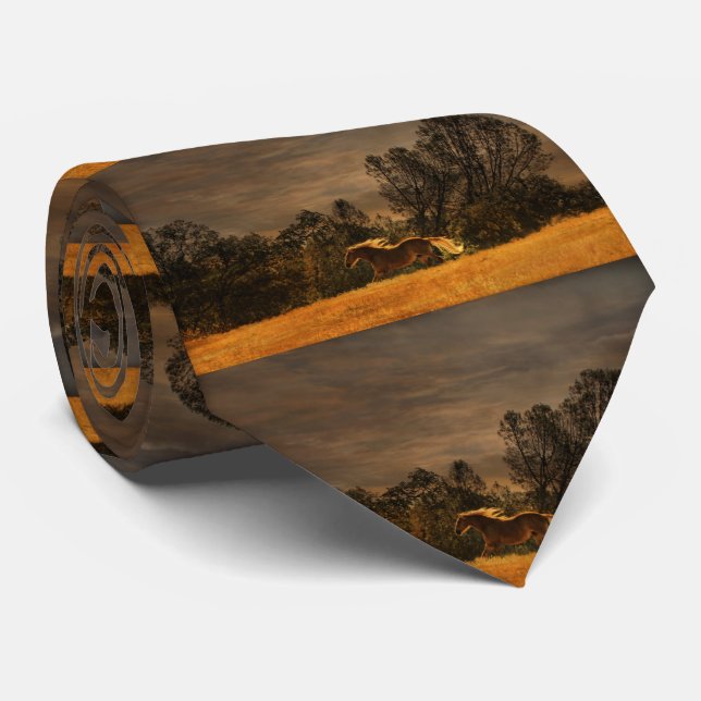 Beautiful Running Horse Neck Tie (Rolled)