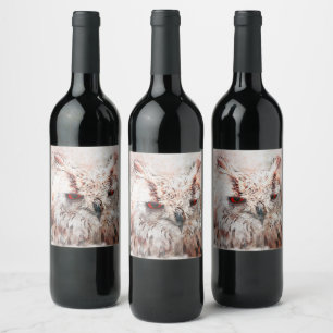 Beautiful Rust Accent Owl glass Wine Label