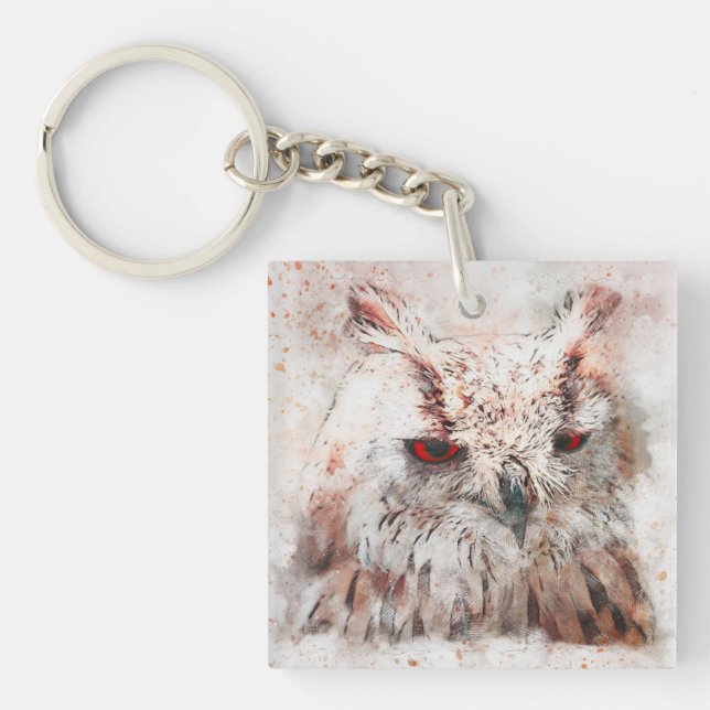 Beautiful Rust Accent Owl  Key Ring (Front)