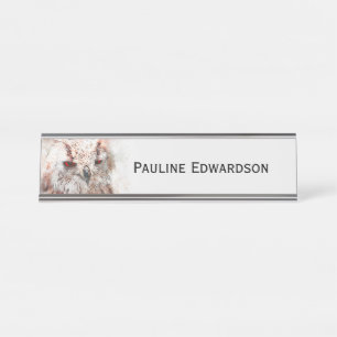 Beautiful Rust Accent Owl Personal Desk Name Plate