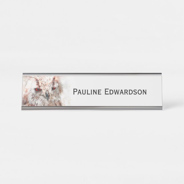 Beautiful Rust Accent Owl Personal Desk Name Plate (Front)