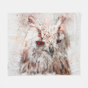 Beautiful Rust Accent Owl Tote Bag Fleece Blanket