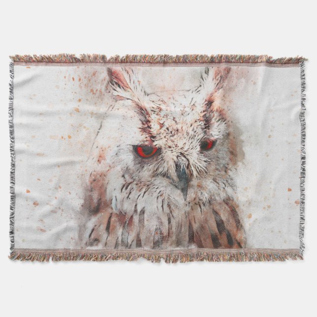 Beautiful Rust Accent Owl  Tote Bag Throw Blanket (Front)