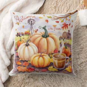 Beautiful Rustic and Charming Autumn in the Farm Cushion