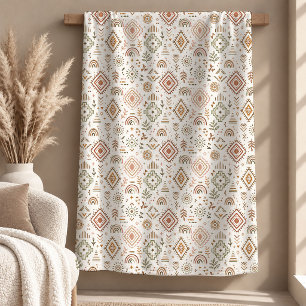 Beautiful Rustic Beige Boho Rainbow Blanket