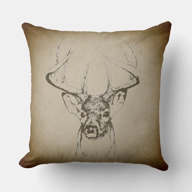 Beautiful Rustic Country Buck Cushion (Front)