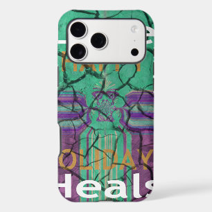 Beautiful rustic cracked mud love heals text art