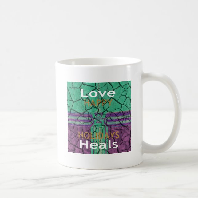 Beautiful rustic cracked mud love heals text art coffee mug (Right)