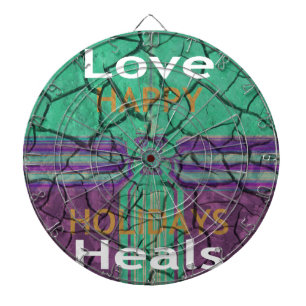 Beautiful rustic cracked mud love heals text art dartboard