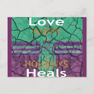 Beautiful rustic cracked mud love heals text art postcard