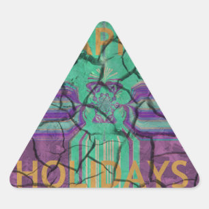Beautiful rustic cracked mud love heals text art triangle sticker