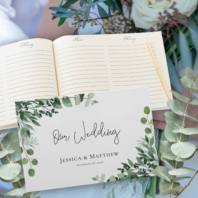 Beautiful Rustic Eucalyptus Wedding Guest Book (Beautiful Rustic Eucalyptus Wedding Guest Book)