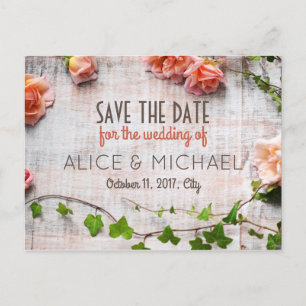Beautiful rustic floral arrangement announcement postcard