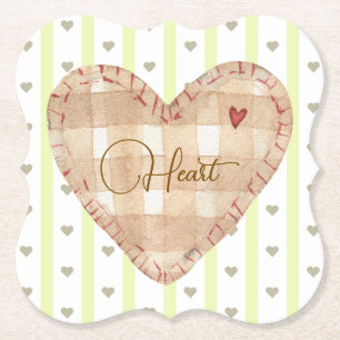 Beautiful rustic heart and adorable matching green paper coaster