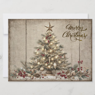 Beautiful rustic Merry Christmas  Holiday Card