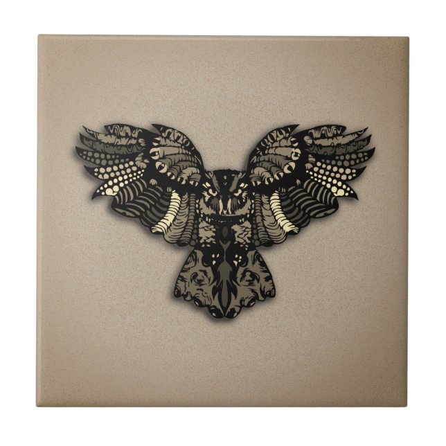 Beautiful Rustic Owl Ceramic Tile (Front)