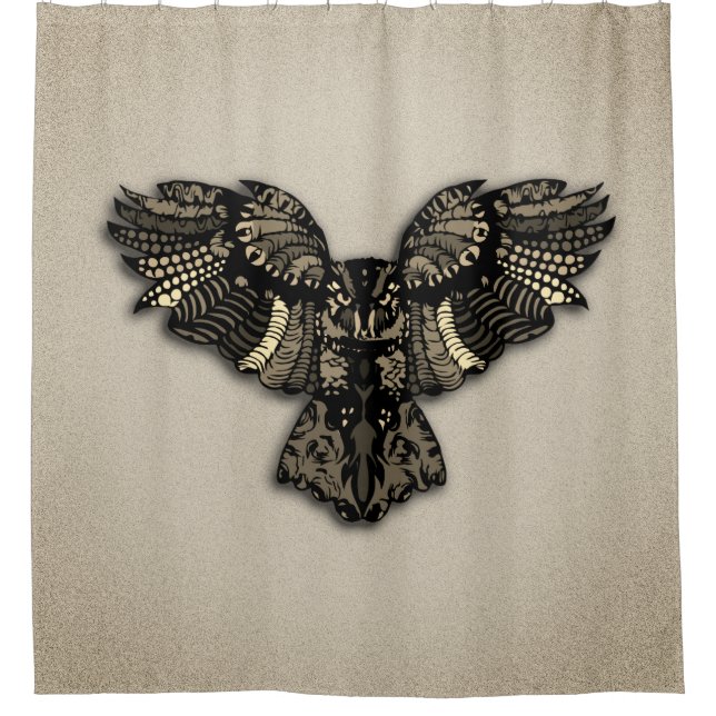 Beautiful Rustic Owl Shower Curtain (Front)