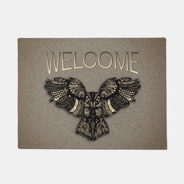 Beautiful Rustic Owl Welcome Doormat (Front)