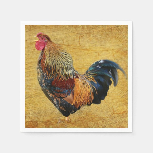 Beautiful Rustic Rooster Napkin (Front)