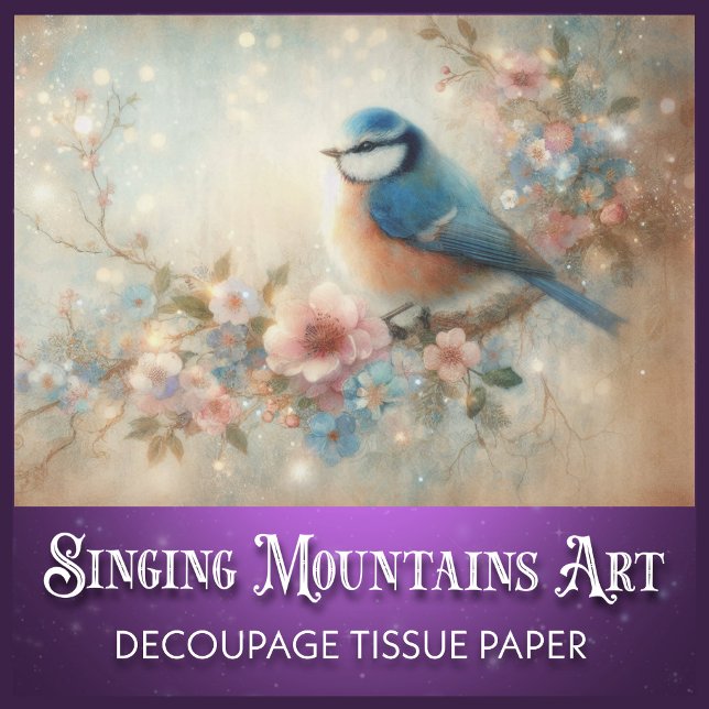 Beautiful Rustic Shabby Chic Bluebird Decoupage Tissue Paper (Creator Uploaded)