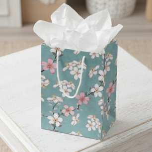 Beautiful Rustic Vintage Cherry Blossoms  Medium Gift Bag