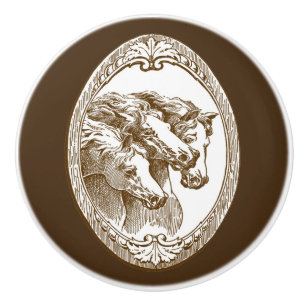 Beautiful, Rustic, Vintage Horses, Ceramic Knob