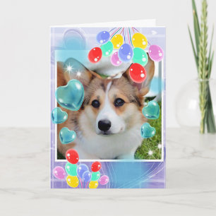 Beautiful Sable Corgi with Hearts Holiday Card