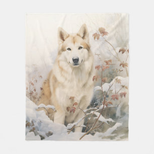 Beautiful Sable Husky Fleece Blanket