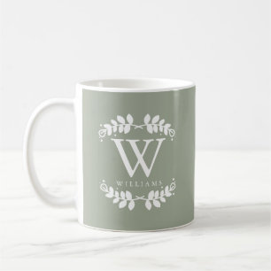 Beautiful Sage Green Monogram Coffee Mug