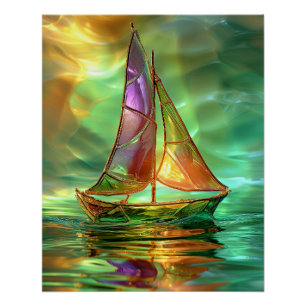 Beautiful Sailboat artwork, AI-generated, Poster