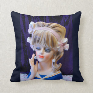 Beautiful Sailor Girl Head Vase Doll Pink Bows Cushion