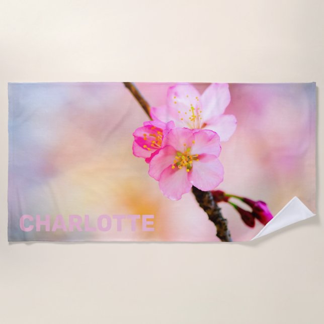 Beautiful Sakura Cherry Blossoms Beach Towel (Front)