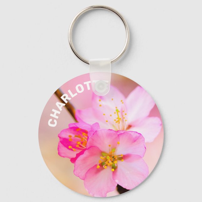 Beautiful Sakura Cherry Blossoms Key Ring (Front)