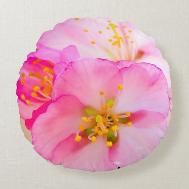 Beautiful Sakura Cherry Blossoms Round Cushion (Front)