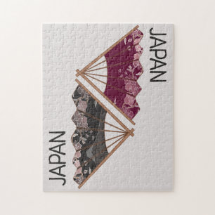 Beautiful Sakura Fan Hand Illustrated Japan Jigsaw Puzzle