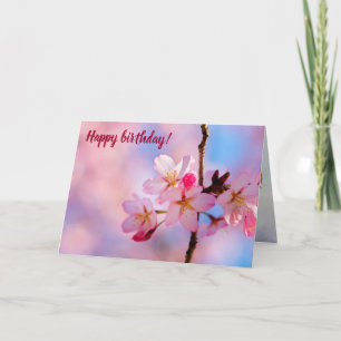 Beautiful Sakura Flowers On A Vertical Twig Card