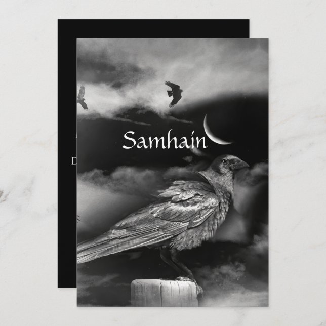Beautiful Samhain Blessing Moon Raven Crows (Front/Back)