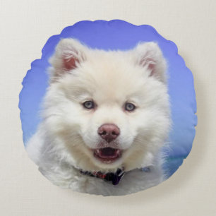 Beautiful Samoyed Dog Round Cushion