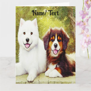 Beautiful Samoyed & English Shepherd Pups Card