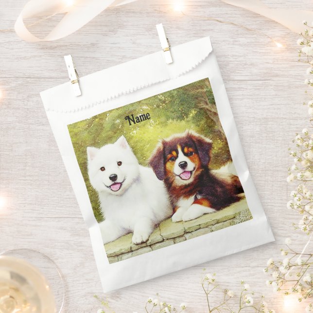 Beautiful Samoyed & English Shepherd Pups Favour Bag (Clipped)
