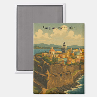 Beautiful San Juan Puerto Rico Retro Art Magnet