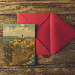 Beautiful San Juan Puerto Rico Retro Art Postcard